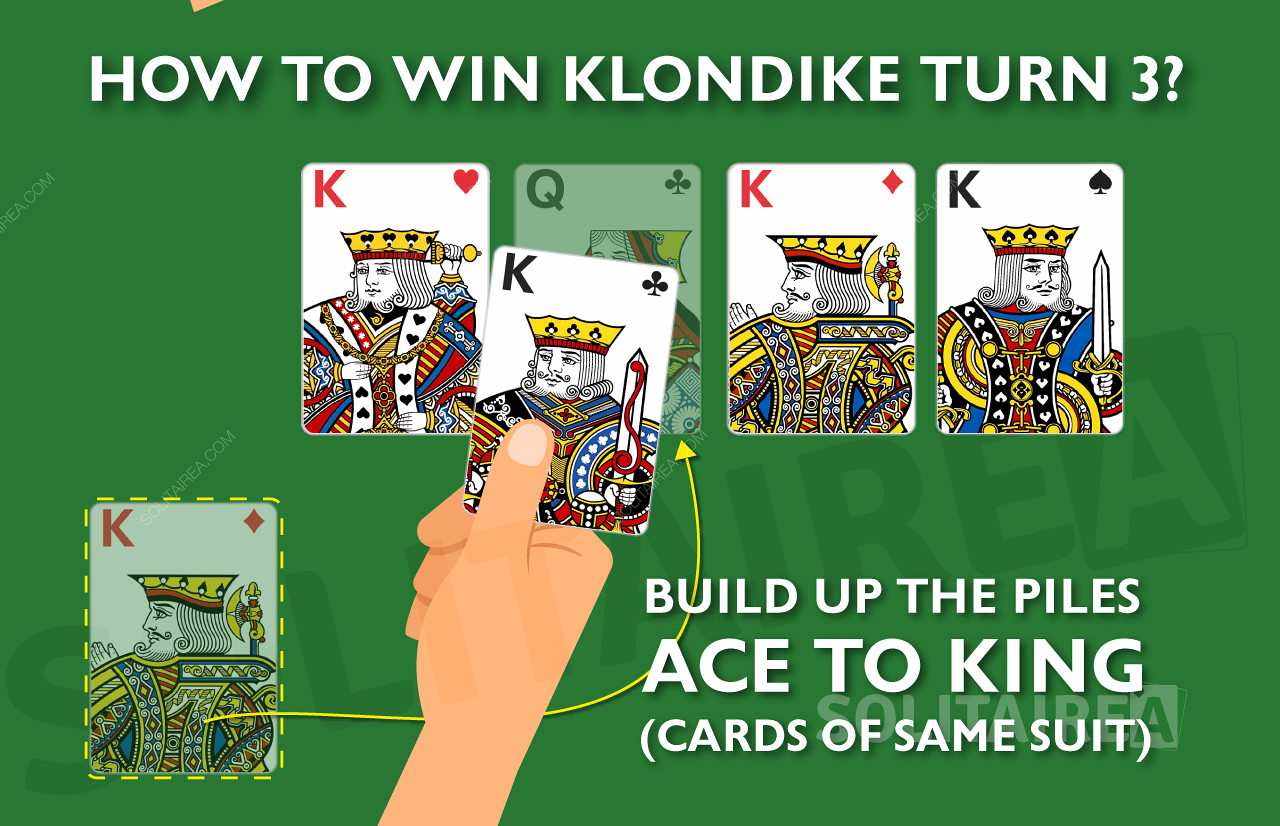 如何贏得 Turn 3 Klondike Solitaire 遊戲